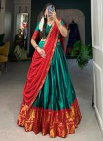 Poly Cotton Green Traditional Wear Zari Work Lehenga Choli